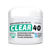 Scientific Solutions Global CLEAR 40% Urea Gel bottle pouring for deep foot hydration.