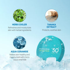 SCINIC Enjoy All Round Airy Sun Cushion EX light-coverage finish on cheek