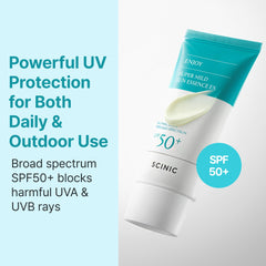 Close-up of SPF 50+ protection with a hydrating, non-sticky finish.