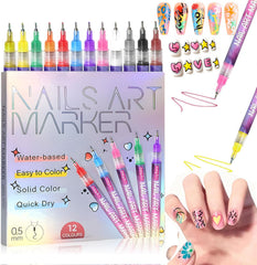 ScontLuy 12color-nail-art-pens-set shows a vibrant color range for detailed designs.