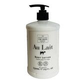 Scottish Fine Soaps Au Lait Body Lotion bottle nourishes all skin types.