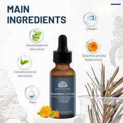Scrlous Paracress Oil hand application shows warm, quick absorption.