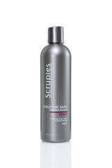 Scruples Structure Bath Volumizing Shampoo bottle pour showcases keratin-infused, sulfate-free care for fuller hair.