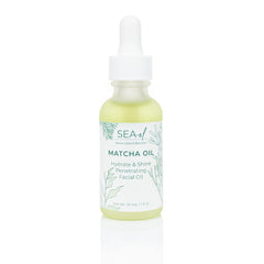 Sea-El Matcha Face Oil bottle front showing vegan hydration for all skin types