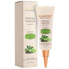SEAMANTIKA Puffy Eye Treatment jar closeup showing hydrating under-eye cream.