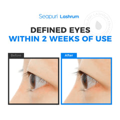 Seapuri Lashrum dual-brush tool delivering even coating on lashes.