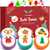SeasonBliss Christmas bath bombs gift set with a surprise toy inside for kids.