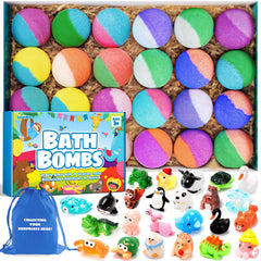 SeasonBliss Kids Bath Bombs with 24 surprises inside, perfect for playful bath time.