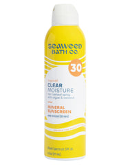 The Seaweed Bath Co. clear moisture SPF 30 spray bottle for invisible coverage with a tropical scent.