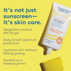 The Seaweed Bath Co. SPF50 gel being applied to the face for a breathable finish.
