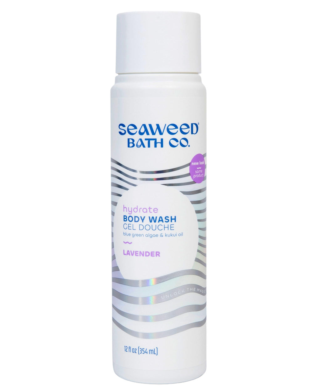 Seaweed Bath Co. Hydrate lavender bottle delivers gentle cleansing with hydrating moisture.