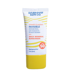 The Seaweed Bath Co. Smooth & Protect SPF50 gel bottle showing invisible sun protection.