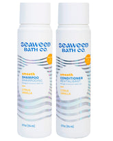 Seaweed Bath Co Smooth Shampoo bottle front for hydrated, sleek hair after wash.