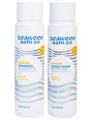 Seaweed Bath Co Smooth Shampoo bottle front for hydrated, sleek hair after wash.