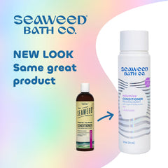 Seaweed Bath Co. Volumize conditioner application shows roots being nourished for added fullness.