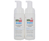 Sebamed Clear Face Cleansing Foam close-up showing creamy lather for gentle oil removal.