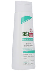 SEBAMED Extreme Dry Skin Relief Shampoo label closeup with 5% urea detail for hydration