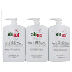 SEBAMED liquid face and body wash bottle front view for daily cleansing