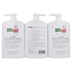 SEBAMED liquid wash texture in action showing cleansing lather and freshness