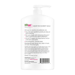 SEBAMED Liquid Face & Body Wash pour shows easy, quick dispensing for daily use