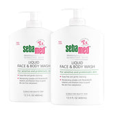 SEBAMED liquid face and body wash bottle with pump provides gentle daily cleansing