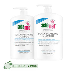 SEBAMED Scalp Balancing Shampoo bottle with pump for easy daily use on oily scalps.