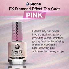 Seche FX Diamond Top Coat pink nail transformation delivers shimmer from subtle to bold without chips.