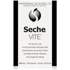 Seche Vite top coat bottle with crystal-clear gloss for a long-lasting mani.