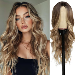 SeclitWu ombre blonde wavy wig with natural hairline, ideal for daily wear.
