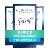 Secret Clinical Strength bottle closeup showing unscented protection for all-day freshness
