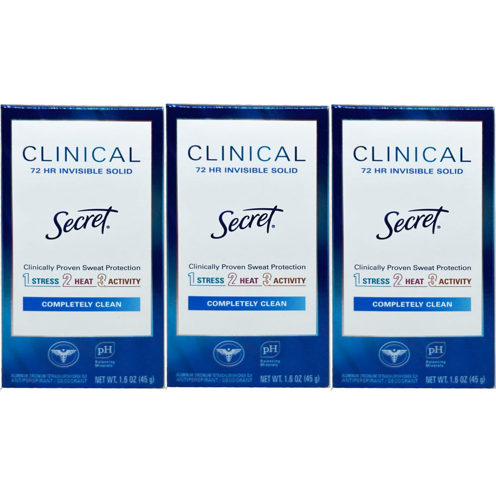 Secret Clinical Strength Invisible Solid deodorant bottle showing all-day protection.