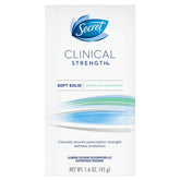 Secret Clinical Strength Soft Solid Unscented deodorant 1.6 oz, strong odor and wetness protection for sensitive skin.