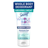 Secret Dry Feel Cream for underarms delivers odor protection and sweat absorption.