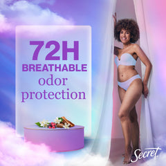 Secret Fresh clear gel application showing quick-dry formula on skin
