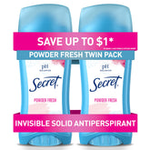 Secret Invisible Solid Powder Fresh Twin Pack front view shows discreet protection