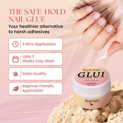 Secret Nails GLUI solid gel texture highlights precise, mess-free application.