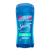 Secret Outlast clear gel application showing quick-dry freshness for all-day wear.
