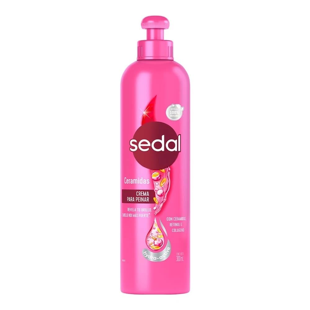 Sedal S.O.S. Ceramides bottle side view for smooth, frizz-control styling.