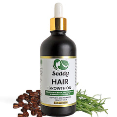 Seddy Rosemary Mint Hair Growth Oil bottle pour for scalp nourishment and vitality.