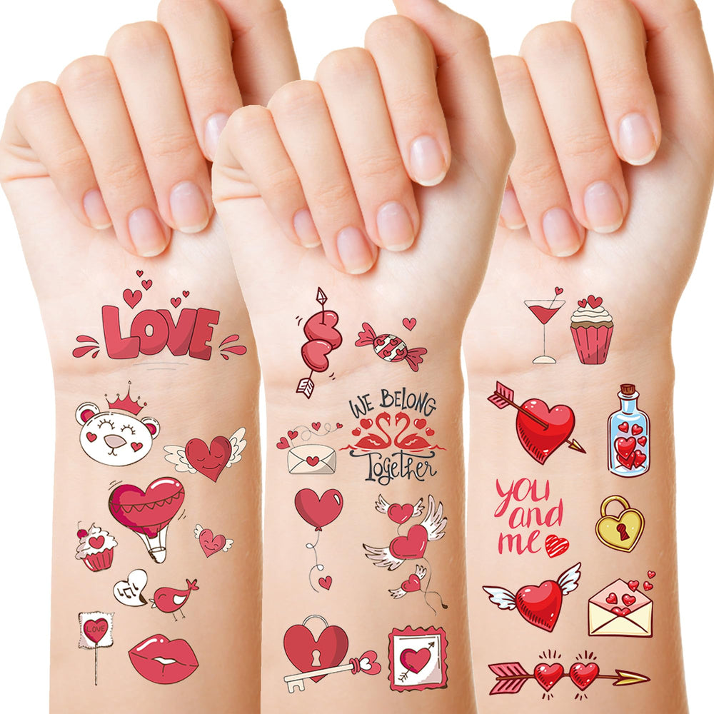 Seeiuua Valentines tattoos with love hearts for kids, ideal classroom party favors