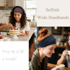 Sefiinh space-dye headband set 6pcs soft, breathable fabric for all-day comfort.