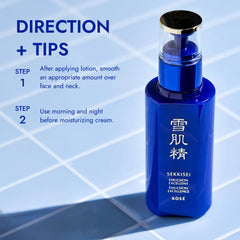 SEKKISEI Emulsion Excellent application on face demonstrates lightweight, non-greasy absorption.