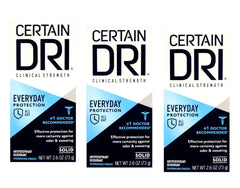 Selove Certain-Dri solid antiperspirant packaging close-up for long-lasting protection.