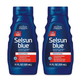 Selsun Blue medicated shampoo bottle for dandruff relief and clean scalp.