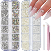 SEMATA packaging with rhinestones and pearls for easy DIY nail art storage.