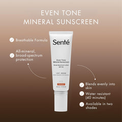 Sente Even Tone texture close-up shows sheer, blendable mineral formula for even skin