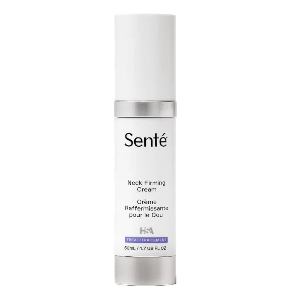 Sente firming neck cream bottle with pump for targeted neck care.