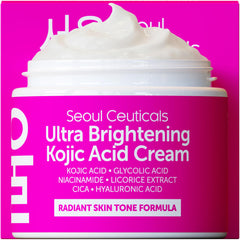 SeoulCeuticals Kojic Cream bottle with premium packaging and brightening potential.