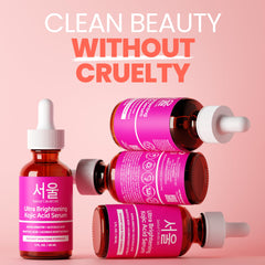 SeoulCeuticals Kojic Serum ingredients graphic highlights glycolic and salicylic acids for gentle exfoliation.