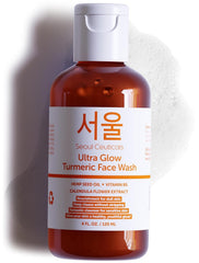 SeoulCeuticals Korean Turmeric Face Wash bottle front for hydrating cleanse for sensitive, refreshed skin.